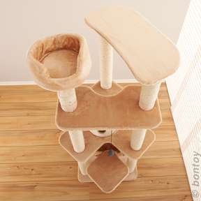 Bontoy Kratzbaum MAX creme 160cm I extra dicke Bodenplatte I stabiler Stand
