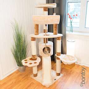 Bontoy Kratzbaum LOU I creme/braun I 145 cm I mit großer Liegefläche.