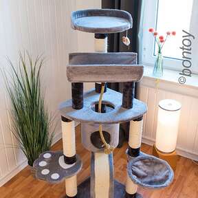 Bontoy Kratzbaum LOU I Grau I 145 cm I mit großer Liegefläche