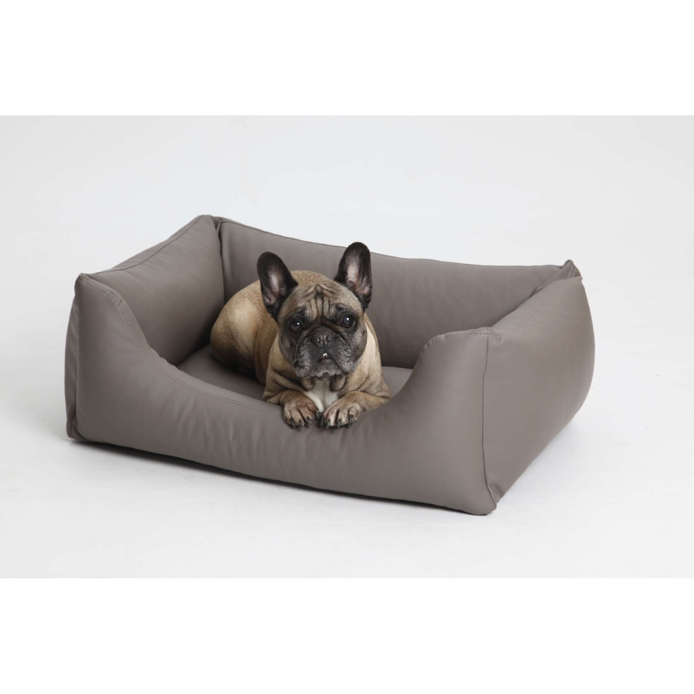 Hundekrbchen Box Bett Saddle Kunstleder taupe grau