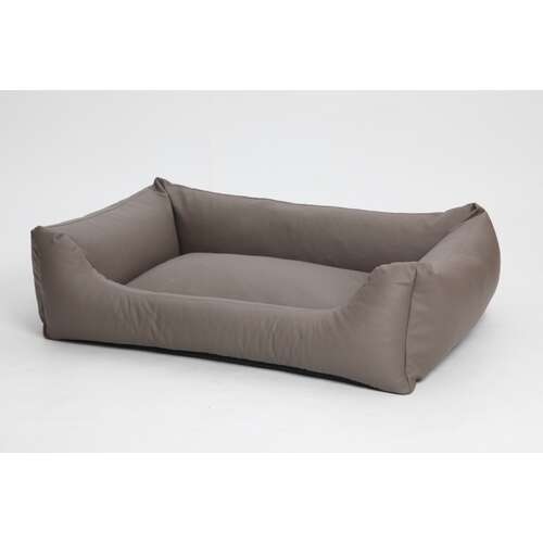 Hundekrbchen Box Bett Saddle Kunstleder taupe grau
