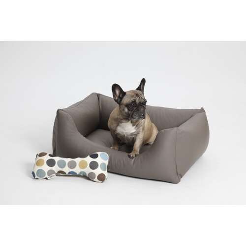 BoxBed Saddle I fr Hunde I Taupe I Lederoptik I Gre M/L I 90 x 70 x 28 cm