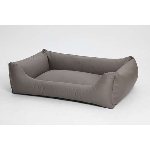 BoxBed Saddle I  fr Hunde I Taupe I Lederoptik I Gre XL I 120 x 95 x 30 cm