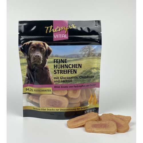 Thempa Vital Hhnchen-Streifen 150g mit Glucosamin, Chondroitin und Lachsl