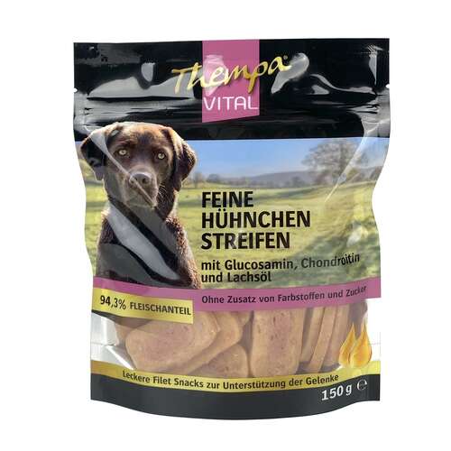 Thempa Vital Hhnchen-Streifen 150g mit Glucosamin, Chondroitin und Lachsl