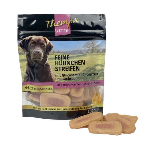 Thempa Vital Hhnchen-Streifen 150g mit Glucosamin, Chondroitin und Lachsl