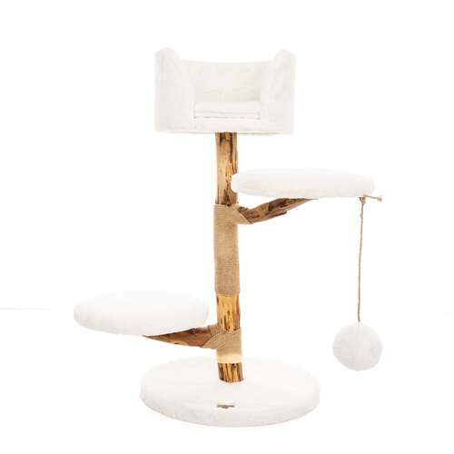 BONTOY Kratzbaum Dobby mit Naturholzstamm  in creme 92cm