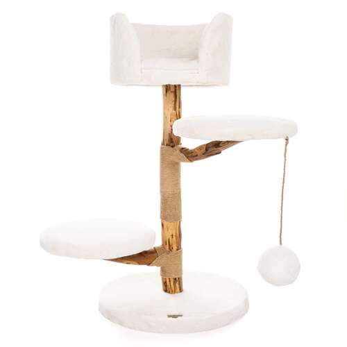 BONTOY Kratzbaum Dobby mit Naturholzstamm  in creme 92cm