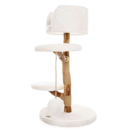 BONTOY Kratzbaum Dobby mit Naturholzstamm  in creme 92cm