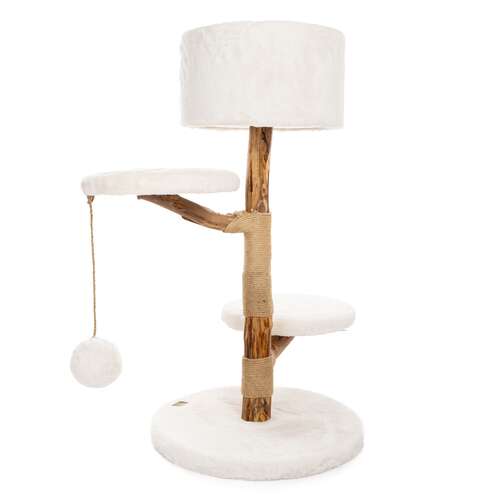BONTOY Kratzbaum Dobby mit Naturholzstamm  in creme 92cm