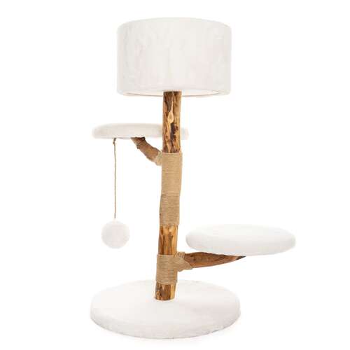BONTOY Kratzbaum Dobby mit Naturholzstamm  in creme 92cm