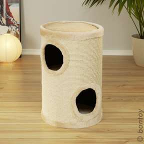 Bontoy Katzenturm BUDDY I mit 2 Öffnungen I creme I 58cm hoch